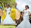 Artı Boyutu Dantel Mermaid Gelinlik Sheer Uzun Kollu Güney Afrika Gelin Törenlerinde Tül Sweep Tren Düğün Vestidos Custom Made