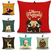 christmas year gift cushion cover cute puppy pillow cover christmas pug dog cat owl reindeer pillow case home decor pillowcases