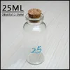 25 ml 28x65x12.5mm mini glasflaskor önskar flaskor med korkpropp tomma meddelanden bröllop önskar smycken party gynnar rör