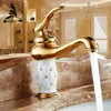 Bathroom Basin Gold Faucet Brass with Diamond Crystal Body Tap New Luxury Single Handle Hot And Cold Tap Free Shipping 7301K