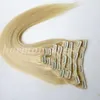 160g 10pcs/set Clip in hair Extension human hair #613/Bleach Blonde 20 22inch Straight Brazilian Hair Extensions
