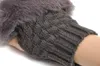 Winter Female Warm faux fox Fur fingerless Gloves Women Knitted Wrist Glove half Finger Gloves mittens guantes mujer216a