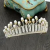 Högkvalitativ lyxguld Silver Pearl Crown Elegant Princess Rhinestone Tiara Bridal Jewelry Wedding Prom Party Hair Accessory Hea7448664