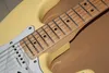 Custom Big Headstock St Żółty Krem YNGWie Malmsteen Scalloped Maple Fingerboard 6 String Guitar Electric Guitarra Drop Shipping