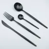 JANKNG 5 Stück reines schwarzes europäisches Essgeschirr, Messer, 304 Edelstahl, westliches Besteck, Küche, Lebensmittel, Geschirr, Abendessen-Set für 1 Person