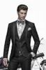 Classic Slim fit groom dress men's suit black best man best men's wedding dress suit 3 (coat + pants + vest) custom