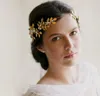 Vintage bröllop brud brudtärna guld blomma barock hår tillbehör huvudstycken smycken krona tiara huvudband drottning prinsessan hårleverantörer