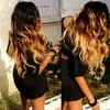 Super vågig genomskinlig full spets mänskliga hår peruker för svarta kvinnor brasilianska hår tre ton # 1b / 4/27 ombre färg spets fram peruk