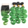 1B Emerald Green Body Wave Ombre Brazilian Virgin Human Hair Weave 3 Bundles With 4x4 Lace Closure Pre-plucked Natural Hairline Closure