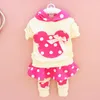 2015 cute baby girls outfits babies clothes dots bow spring newborn baby 2pcs set children cotton suit hooded+legging skirts child outwear