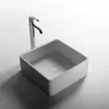 Lavabo da appoggio quadrato in pietra con superficie solida per bagno, lavabo alla moda, lavabo in pietra RS3874-2