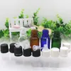 10ml Small Brown clear green blue Glass Bottles Vials With Amber Glass Essential Oil Bottle plastic cap F20172030