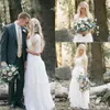 Western Country Bohemian Forest Wedding Dresses spetschiffon Modest V Neck Half Sleeves långa brudklänningar plus storlek klänning för WEDD2766