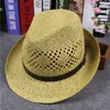 Spring Summer Men Women Handmade Fedora Panama Hats Soft Fashion Hollow Beach Sun Hats British Style Jazz Cap Leather Buckle GH-83