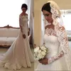 2021 Elegant White Vintage Long Sleeves Lace Mermaid Wedding Dresses Sweetheart Wedding Party Dress Bridal Gowns