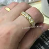 Vecalon Brand Smycken Förlovningsring för vigselring för kvinnor 3mm Topaz Simulerad diamant Cz 10KT Gul Guldfylld Kvinnlig ring