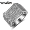 Vecalon Handmade 158pcs Topaz Simulated diamond Cz Female Wedding Band 10KT White Gold Filled Engagement Ring for Women Sz 5-11