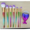 8PCs Mermaid Shape Makeup Brush Fish Scale Foundation Powder Eyeshadow Makeup Brushes Contour blandar kosmetiska borstar