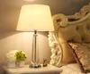 American ModernTable Lamps E27 Bulb Fabric Lamp Shade Crystal Desk Lamp for Bedroom Decoration Light Fixture