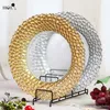 Vente en gros Mariages Braid Gold Glass Charger Plate