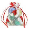 Jul Organza Drawstring Bags Presentpåsar Presentförpackning Väskor Wrap