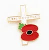 Gold Plated Enamel Poppy And Cross Brooch UK Remembrance Day Fashion Souvenir Brooch Pins Lest We Forget Cameo Brooch Pins Elegant Pins