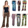 New Arrival Kobiety Długie Flare Spodnie Floral Print Spodnie Kobiet Boot Cut Elastyczne Spodnie Slim Spodnie S-XL Sliping