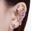 Boucles d'oreilles à clip Déclaration à vis Boucles d'oreilles clip en cristal papillon non perforé Oreilles percées Cuffing Clip On Boucles d'oreilles