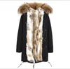 Outdoor Rose Fur Trim Jazzevar Märke Rabbit Fur Lined Camouflage Shell Long Parkas Snow Winter Jackets Women Coats