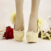 Pure Yellow Bride Shoes High Heels Platform Dress Shoes Lace Flower Rhinestone Wedding Shoes Bridal Pumps Stiletto High Heel