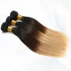 #1B/4/27 Honey Blonde Ombre Hair 3Pcs Brazilian Straight Three Tone Human Hair Weaves Extensions 9A Cheap Brazilian Human Hair Bundles