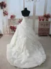 Klassieke Stijl Echte Foto's Sweetheart Prinses Trouwjurk Court Trein Ivory Organza Nieuwe Collectie