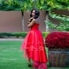 New Red High Low Puffy African Black Girl Prom Dresses 2019 Personalizza più Unique Ankara Dress Women Abiti da sera maniche Festa2174