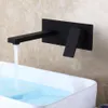 Robinet d'évier noir givré mat CC, mitigeur de lavabo mural d'eau chaude et froide, vernis de cuisson, robinet d'eau à poignée unique