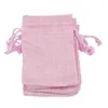 7×9cmヘッセンバッグ販売のためのFauxジュート巾着ジュエリーバッグキャンディビーズ小さな袋の黄麻布の空白のリネン生地ギフト包装袋