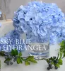 Künstliche Hortensien-Blütenköpfe, Kunststoffblumen, Hortensien-Blütenkopf mit Stiel für Hochzeit, Party, Tafelaufsätze, Blumendekoration