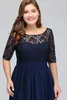 Dark Navy Black Bury Half Long Sleeves Plus Size Prom Lace Top A Line Chiffon V Back Mother Of Bride Dresses Cheap Gowns Cps522