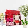 Wholesale valentine's day creative gifts 6 small bear rose soap flower gift box wedding accessories decoration flower