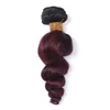 Ny ankomst mörk rot två ton burgundy mänskliga hårbuntar # 1B 99J Malaysiska Human Hair Extensions Ombre Hair Weaves för svart kvinna