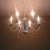 Europese 21 "blauw geschilderd ijzeren lamp lichaam woonkamer kroonluchters eetkamer kroonluchter restaurant ketting hanglamp armaturen