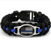 Black Blue THIN BLUE LINE American flag BACK THE BLUE POLICE Paracord Survival Outdoor Camping Bracelet for Women & men Girlfriend