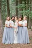 Kat Uzunluğu 5 Katmanlar Tül Gelinlik Modelleri Mavi Etek Düğün Parti GIdds Için Teklif No Bluz