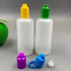 500pcs 120ml lequidボトルプラスチックドロッパー半透明のPE空のeジュースボトルカラフルな子供の証明タンパーキャップ