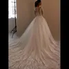 Zuhair Murad Lace Ball Gown Wedding Dresses with Long Sleeve Sexy Sheer Crew Neck Elegant Applique Bridal Gowns Court Train Zipper Back