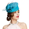 Embroidered Retro Womens Veil Feather Formal Occasion Cocktail Party Felt Wool Floral Pillbox Winter Hat A140