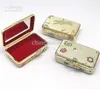 Portable Small Travel Rectangle Jewelry Carrying Storage Case with Mirror Gift Box Metal Clip Silk Brocade Floral Cloth Craft Packaging Box