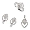 Rame placcato in rodio Simpatico set a cuore (anello/orecchino/pendente) Zirconia cubica bianca Nobile Generoso MN3234set sz#6 7 8 9 Consiglia nuovo modello