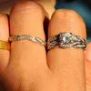 Free shipping wholesale Genuine 2ct Topaz Diamonique Cz Diamond 10KT White Gold Filled Simulated Diamond Engagement Wedding Ring Set Sz 5-11