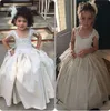 Kant applicaties satijn baljurk meisjes pageant jurken ivoor bloem meisjes jurken kinderen partij formele feestjurken voor bruiloft