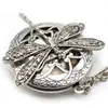 Vintage Round Hollow Alloy Aromatherapy Jewelry Essential Oil Can Be Opened Diffuser Retro Dragonfly Necklace Pendant
